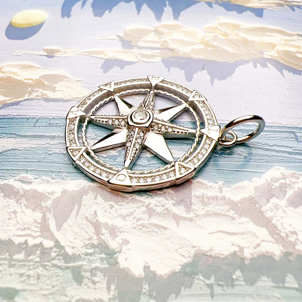 Damen-Charm-Anhänger Rad Stern Glamour trendig aus Sterlingsilber