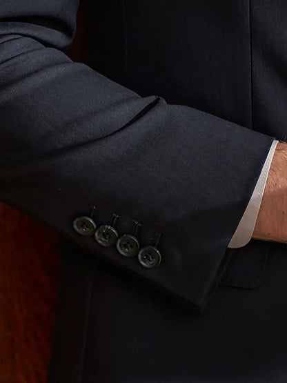 Hochwertiger Herrenanzug aus 50% Wolle: Slim Fit, Tiefblau, Business & Hochzeit, Größe 58-6XL