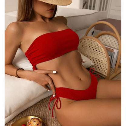 Gestreifter Sexy Bikini für Damen – Zweiteiliges Badeanzug-Set für Strand und Pool