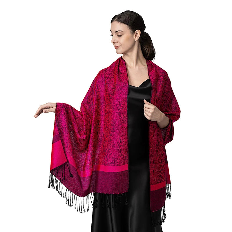 Damen Jacquard Schal ethnisch Kaschmir dick weich Halstuch Bandana Outdoor