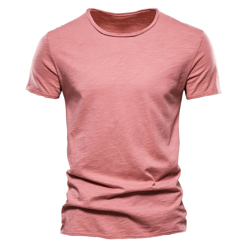 Herren-T-Shirt mit V-Ausschnitt, kurzarm, Slim Fit, einfarbig, rosé