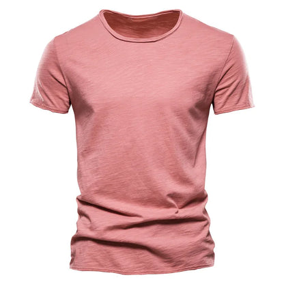 Herren-T-Shirt mit V-Ausschnitt, kurzarm, Slim Fit, einfarbig, rosé