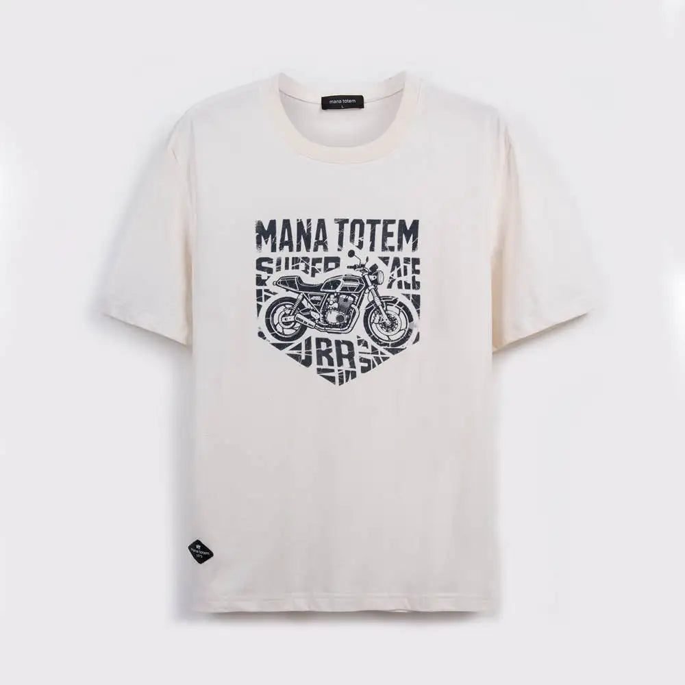 Komfortables Herren T-Shirt Mit Motorrad Druck In Reiner Baumwolle