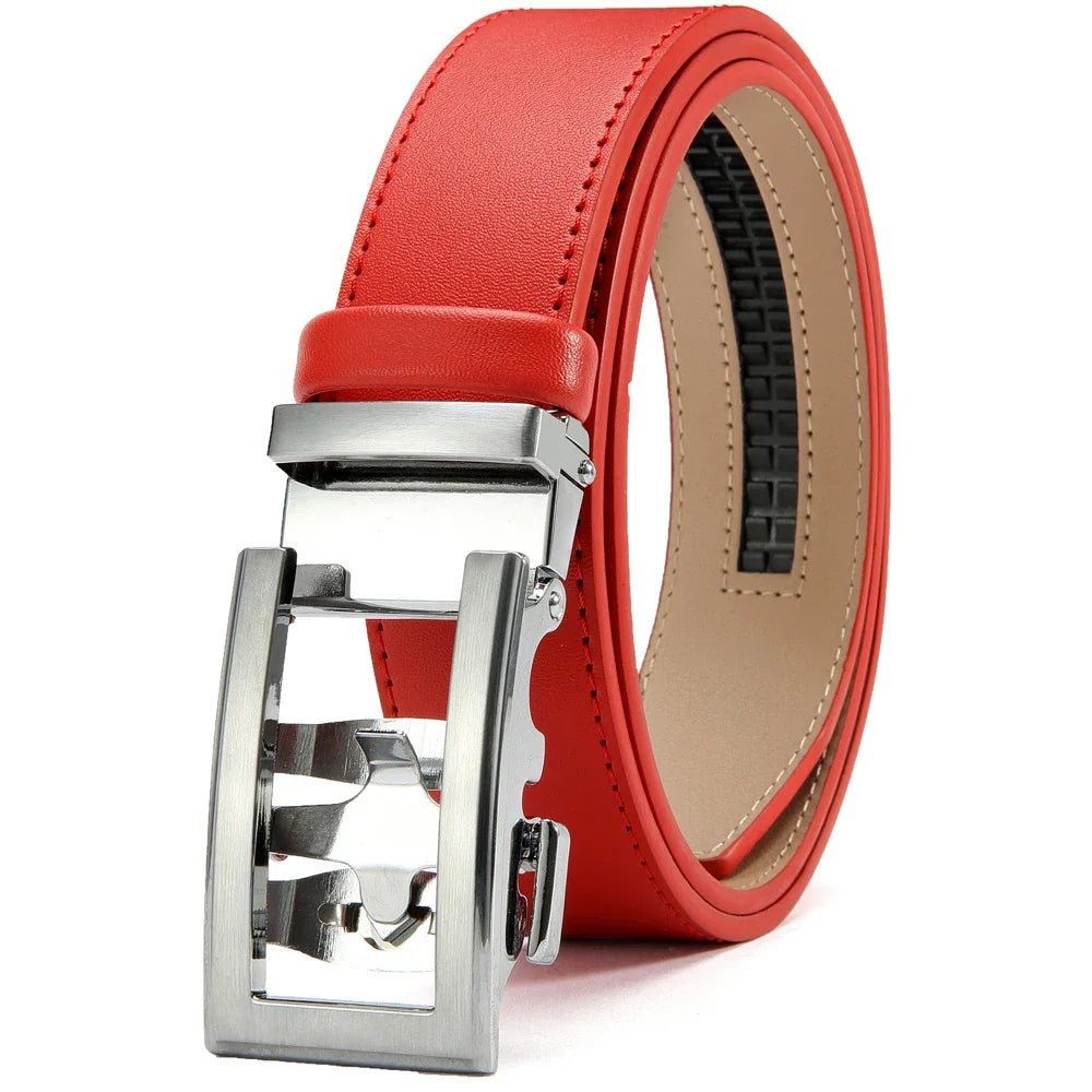 Herren Echtleder-Gürtel Hohles Muster Automatik-Schnalle Unisex 3,5 cm