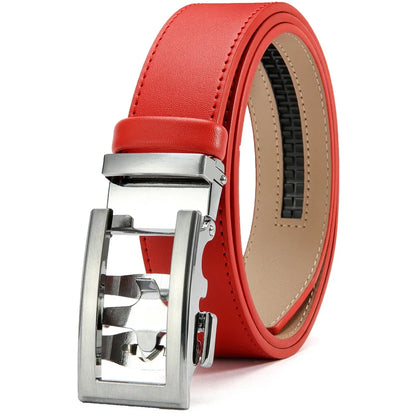 Herren Echtleder-Gürtel Hohles Muster Automatik-Schnalle Unisex 3,5 cm