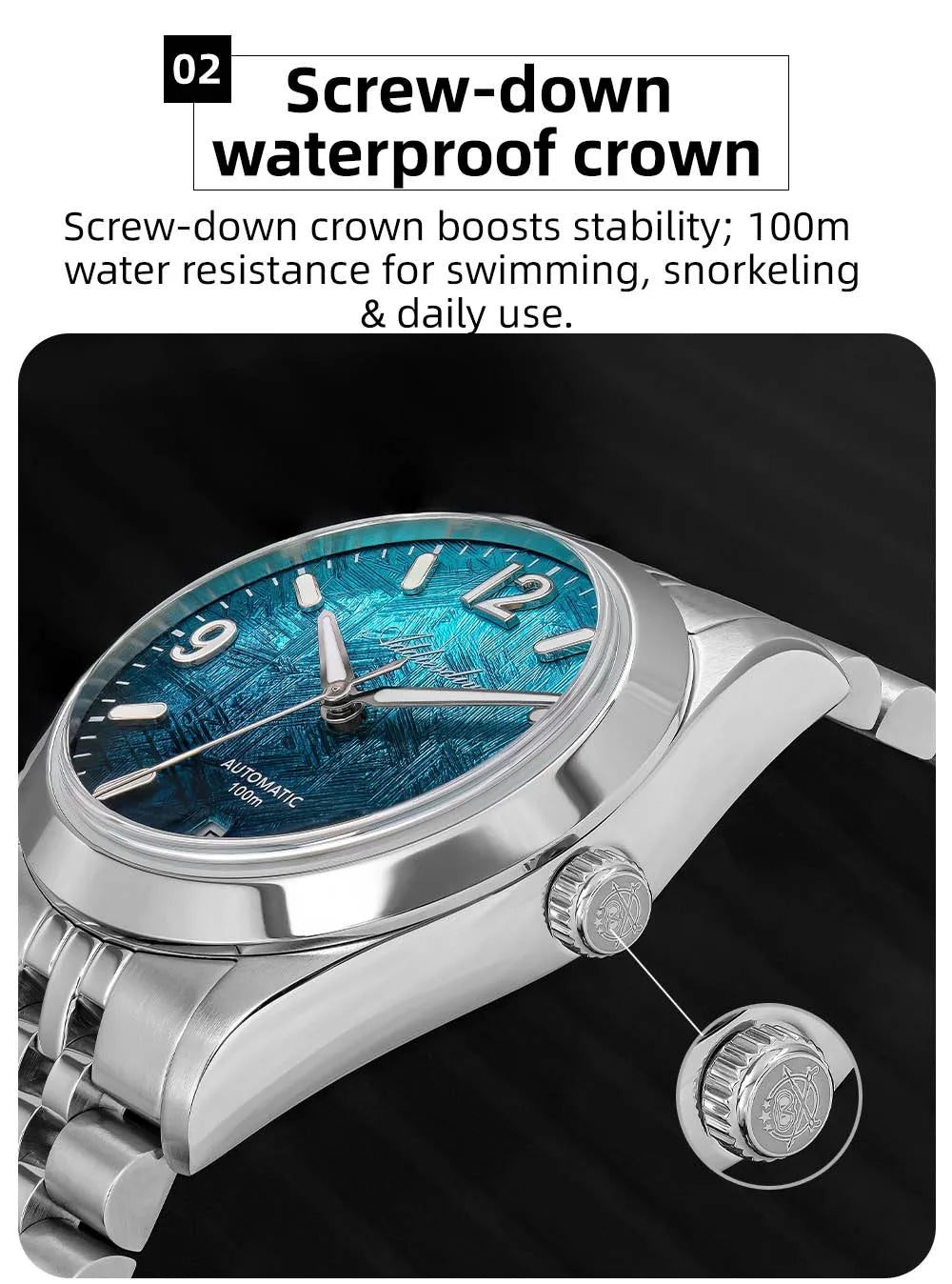Herren-Automatikuhr mit Jubilee-Armband und Saphirglas