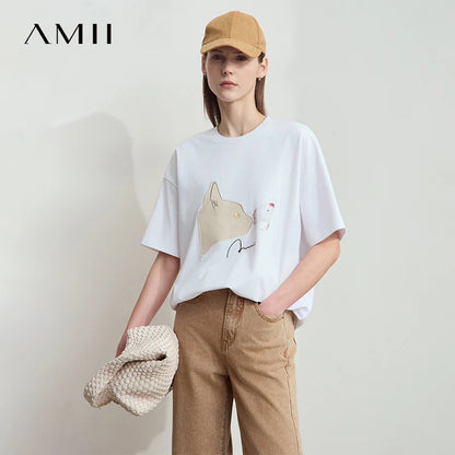 Damen T-Shirt im lässigen Stil mit Rundhalsausschnitt und kurzem Arm