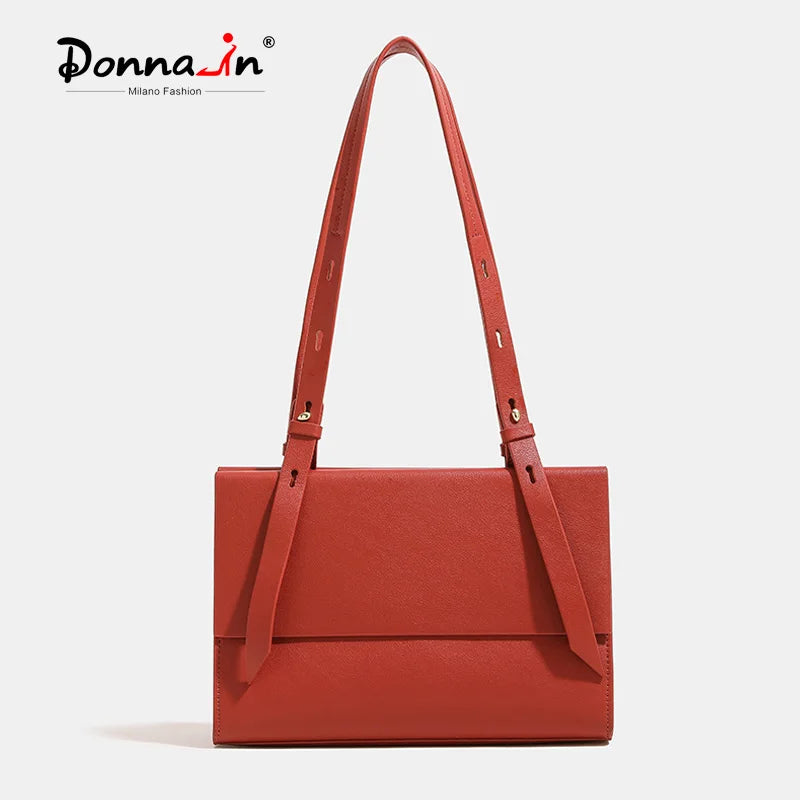 Schultertasche Aus Kuh-Spaltleder In Rot | Elegant