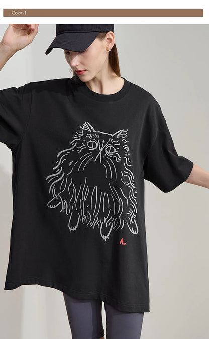 Damen T-Shirt mit Druck im lässigen Rundhals-Stil für das Büro