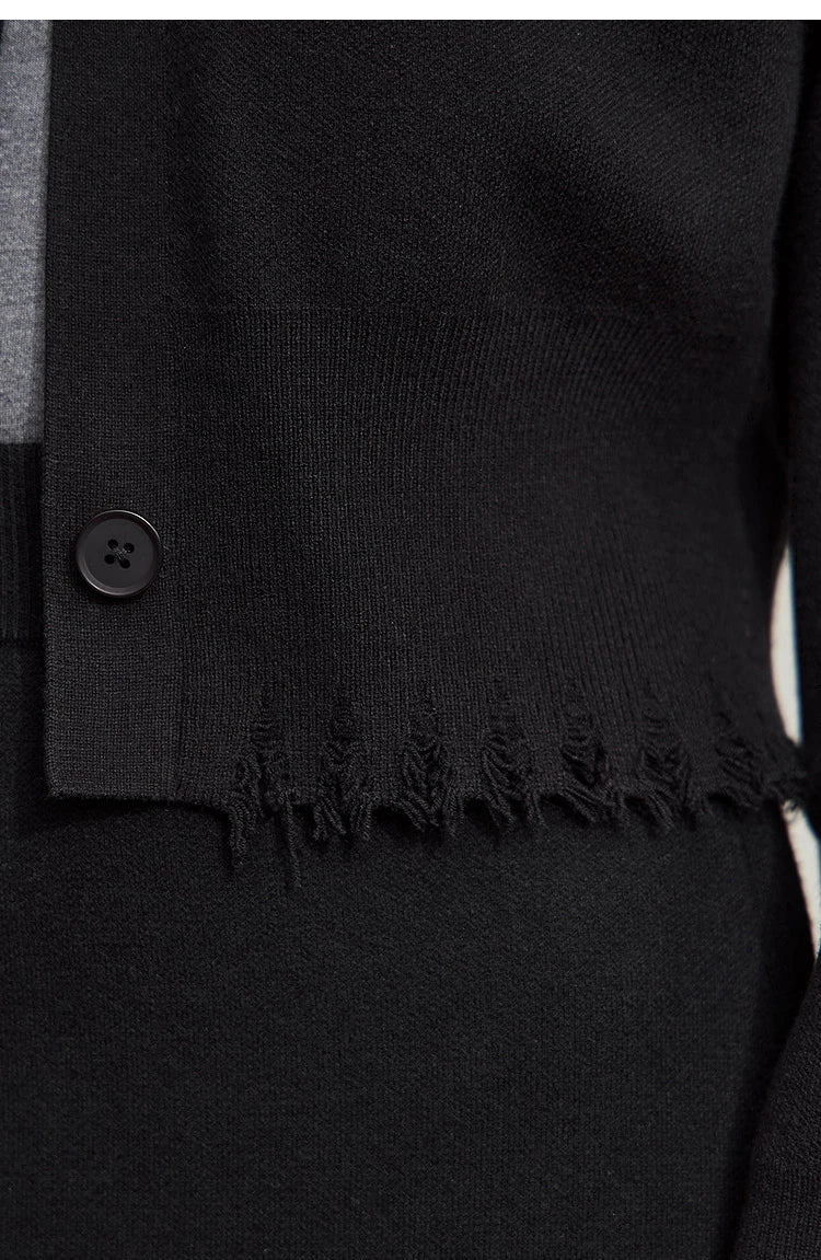 Damen-Strickjacke V-Ausschnitt kurz Quaste locker Langarm Herbst