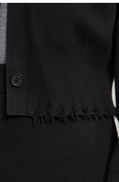 Damen-Strickjacke V-Ausschnitt kurz Quaste locker Langarm Herbst