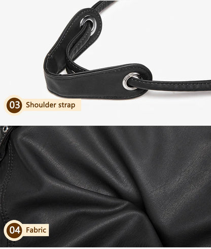 Damen-Schultertasche aus weichem PU mit verstellbaren Schnallenriemen und großem Fassungsvermögen dunkelgrau