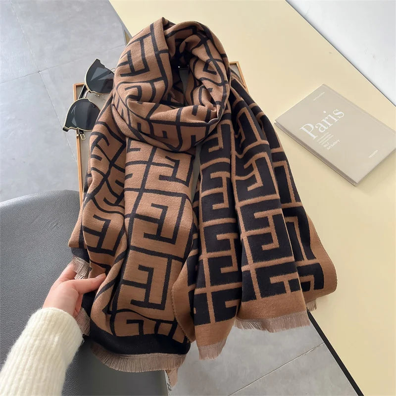 Damen Winterschal Kaschmir Pashmina Design warm Wickelschal Halstuch Echarpe Bandana