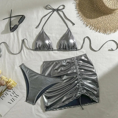 Push-Up-Bikini mit Strasssteinen und passendem Stirnband – ideal für Strand und Pool