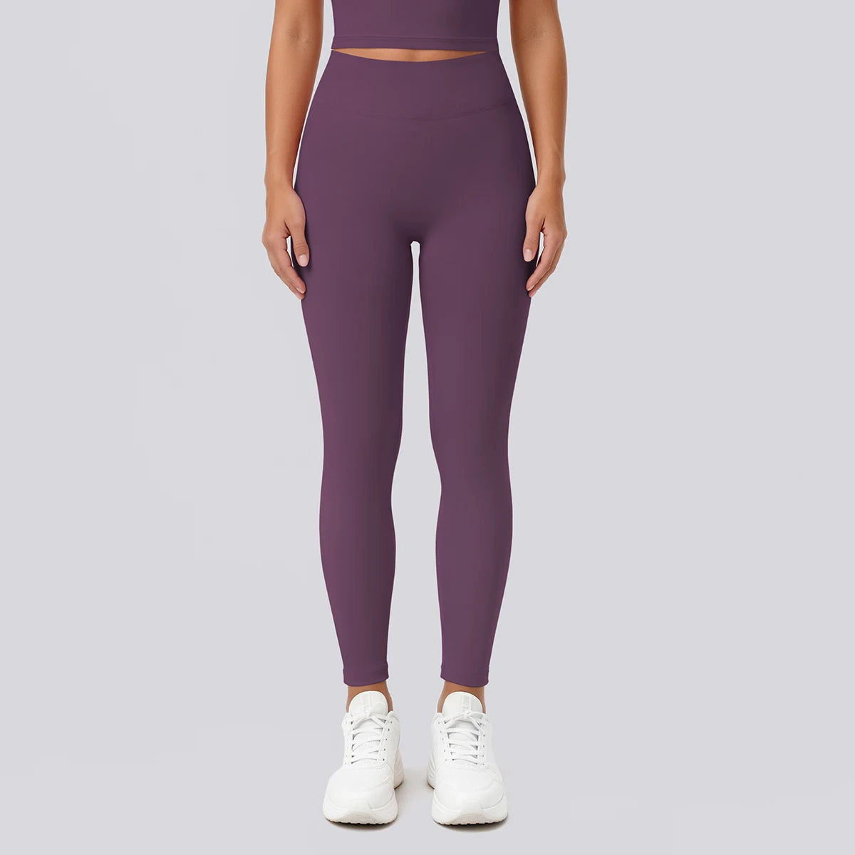 Yoga-Leggings Damen, enganliegend, weinrot, bis Knöchel, blickdicht