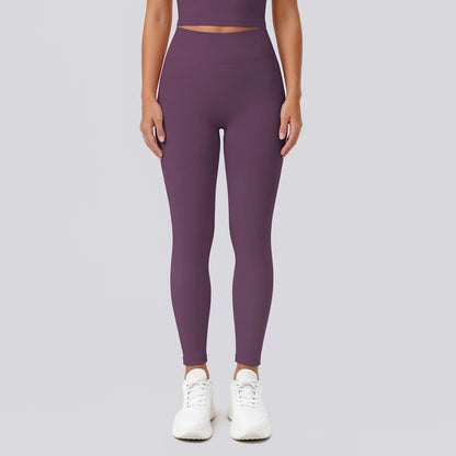 Yoga-Leggings Damen, enganliegend, weinrot, bis Knöchel, blickdicht