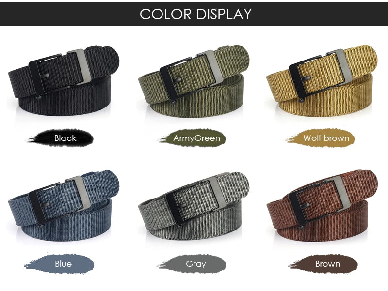 Herren-Gürtel aus Nylon 3,4 cm Breite mit Automatikverschluss für Outdoor-Wandern