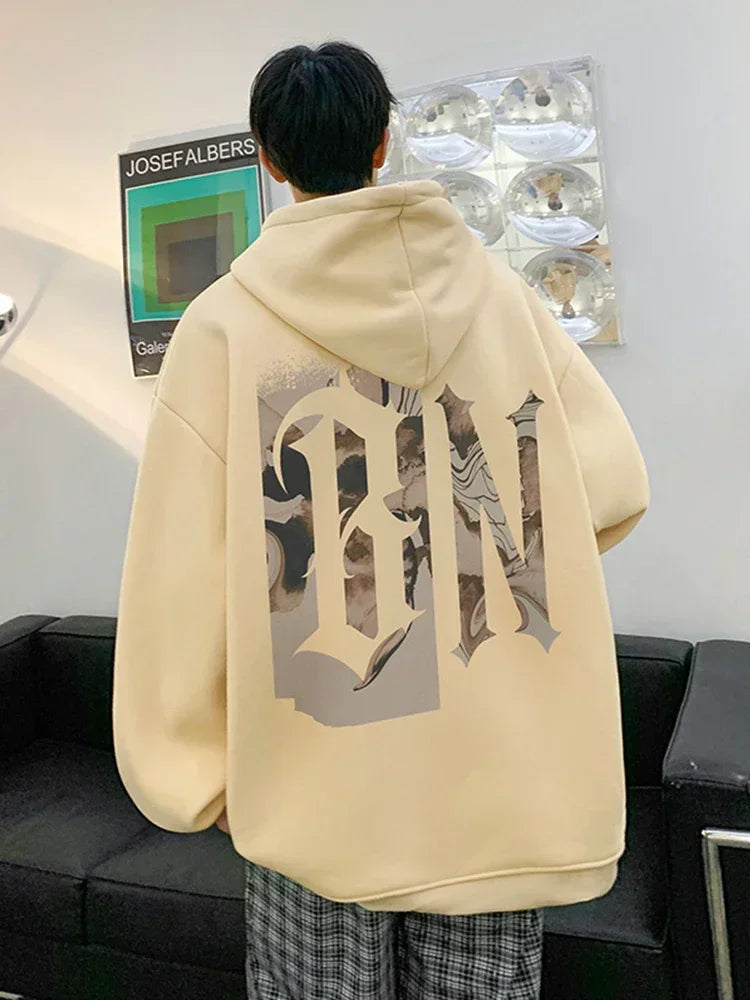 Herren Hoodie mit übergroßem Brief-Druck und Kapuze für den Herbst