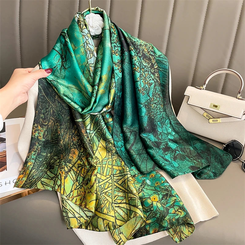Damen Seidenschal groß 180x90cm Sommer Strand Foulard Bandana weich