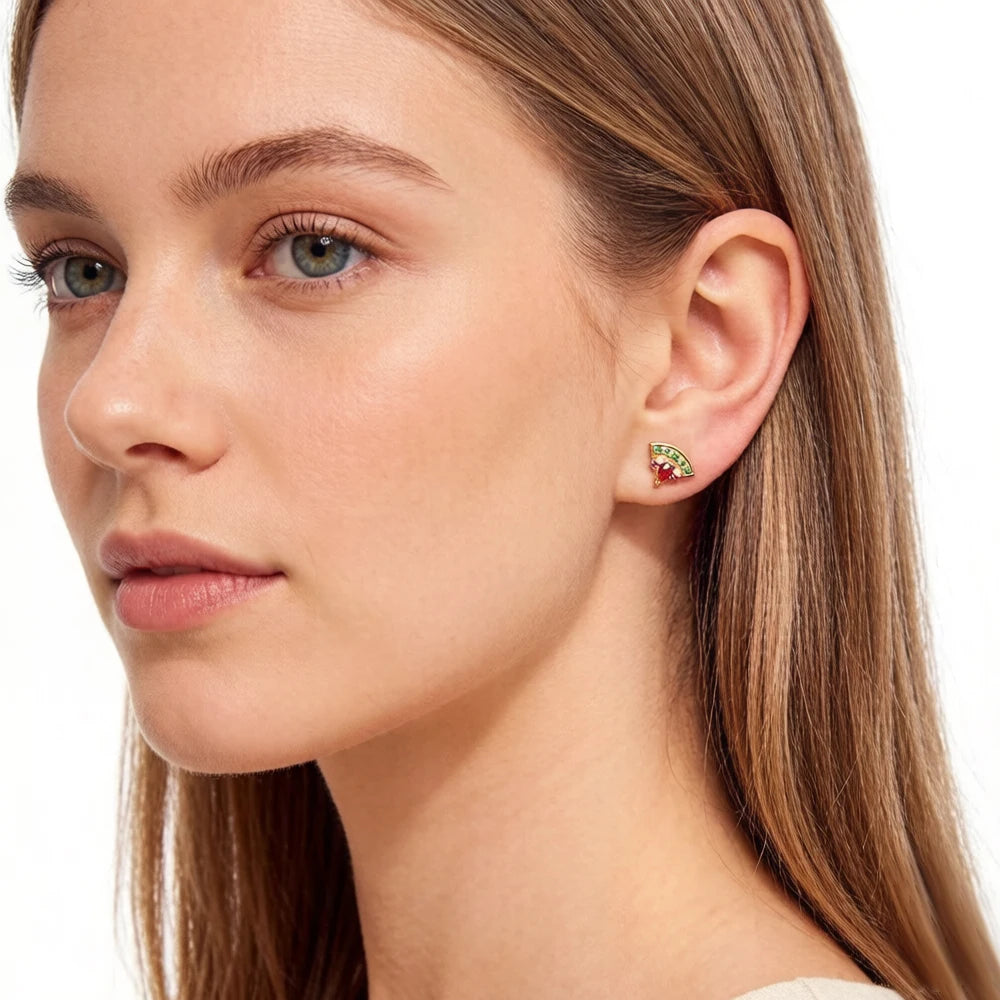 Damen-Ohrstecker Wassermelone Gold Bohemia aus Sterlingsilber