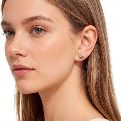 Damen-Ohrstecker Wassermelone Gold Bohemia aus Sterlingsilber