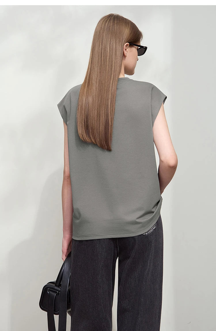 Damen T-Shirt mit Rundhalsausschnitt und besticktem lockeren Design für den Sommer