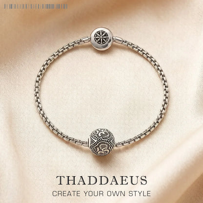 Damen-Armband schwarze Gliederkette Karma aus Sterlingsilber