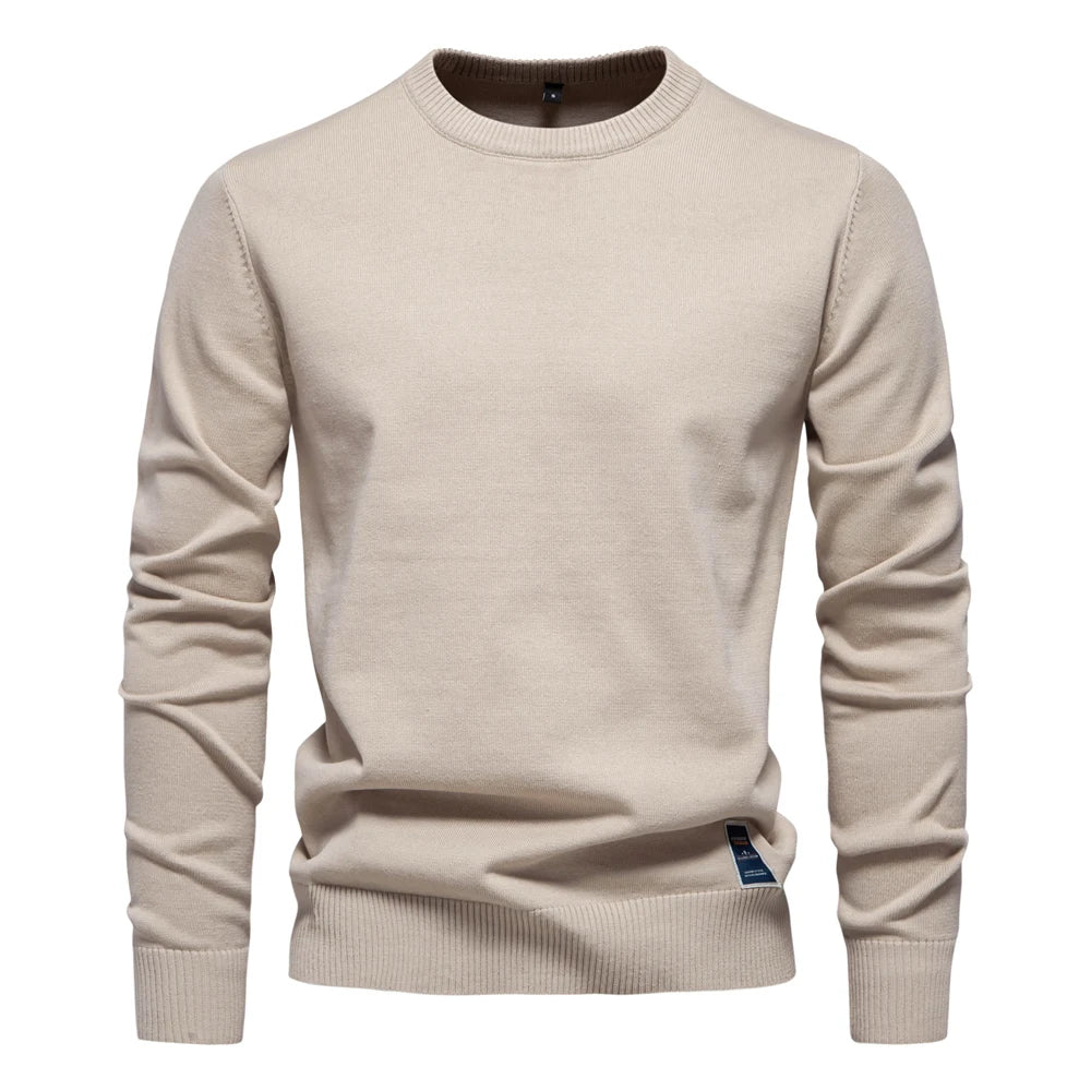 Herren Pullover aus massiver Baumwolle mit Rundhalsausschnitt und klassischem Design