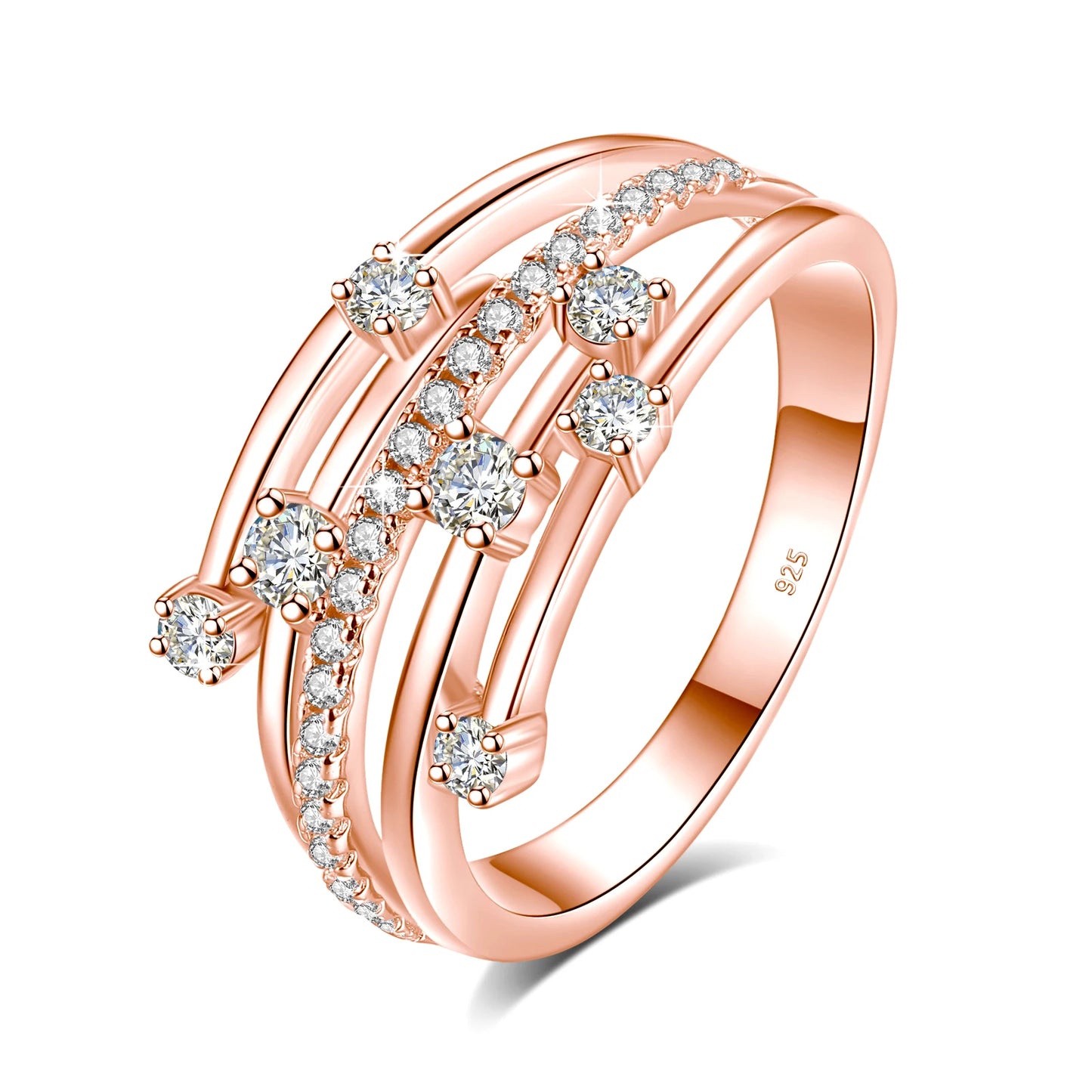 Damen-Ring aus Moissanit, 925er Sterling-Silber, Ewigkeitsband, Zertifiziertes Schmuckstück