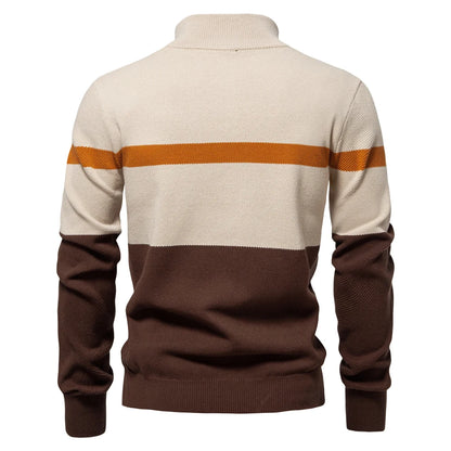 Herren Pullover aus hochwertiger Baumwolle mit Reißverschluss im Mock Neck Stil