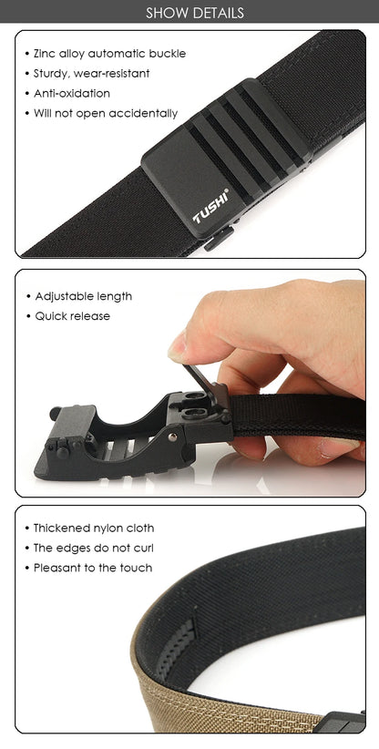 VATLY Rigid Tactical Outdoor Gürtel 110/120 cm Nylon Automatik-Schnalle
