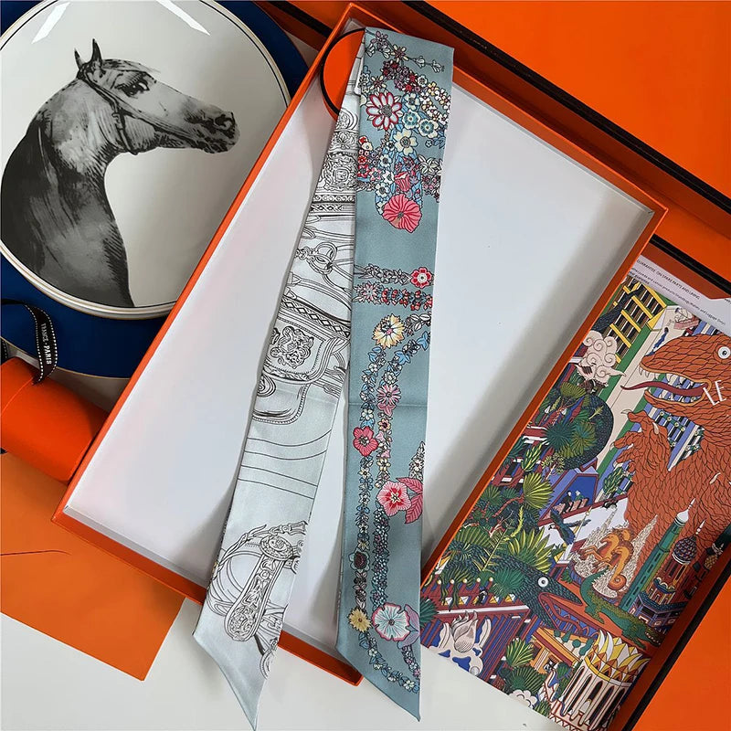 Damen Seidenschal klein quadratisch Haarband Halstuch Kopftuch Bandana B