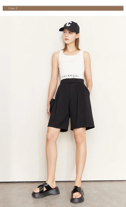 Damen Shorts im Minimalismus-Stil mit elastischer Taille für den Sommer
