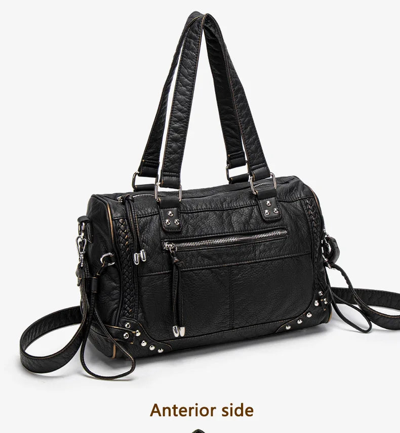 Damen-Handtasche aus weichem Bronzeleder Großes Fassungsvermögen mit Innenfächern Alltagstauglichkeit
