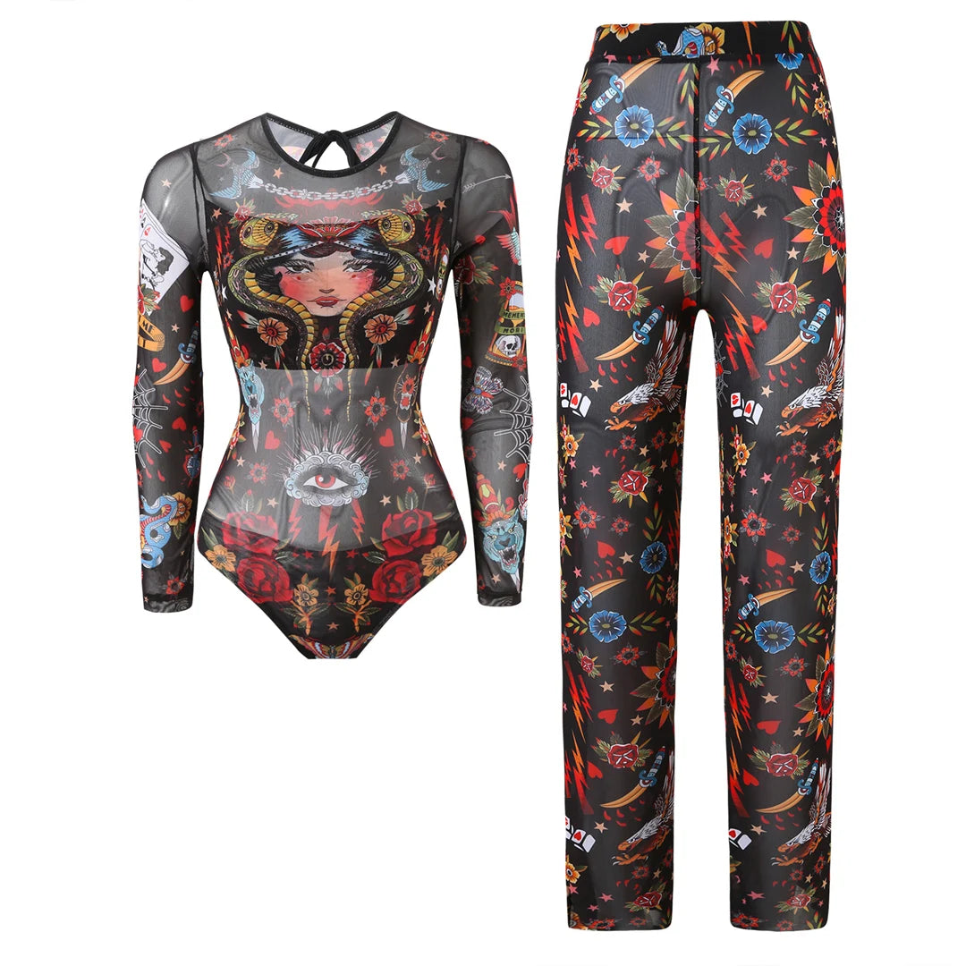 Damen-Hose mit Blumenmuster