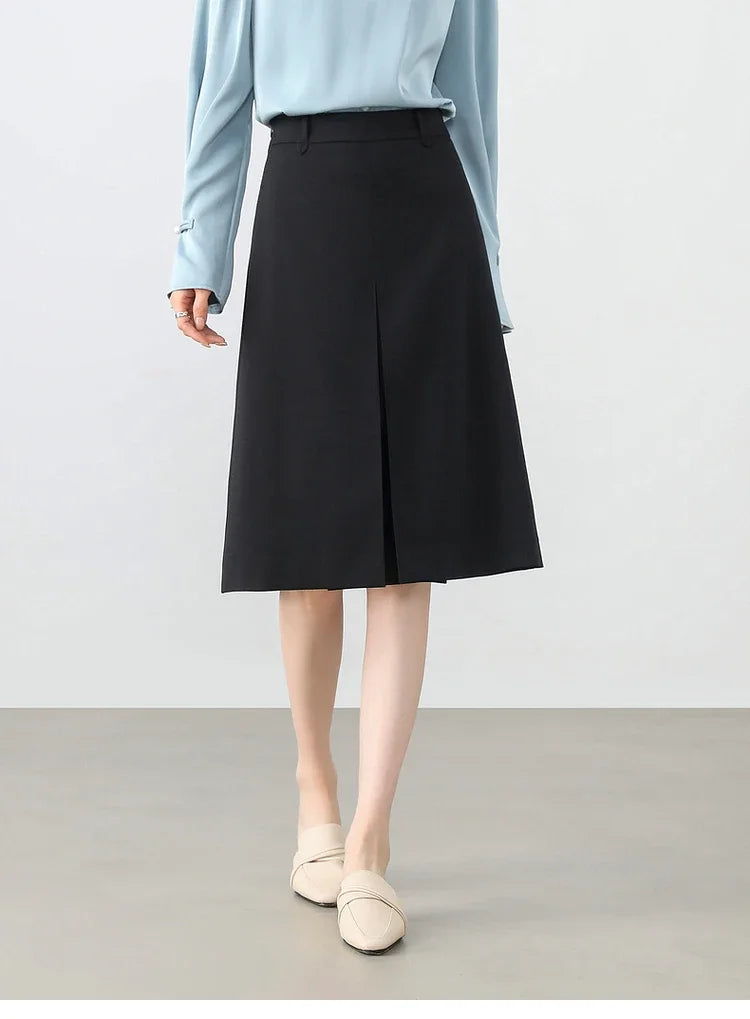 Frauen A-Linie Rock in Schwarz mit elastischer Taille für Büro-Outfits