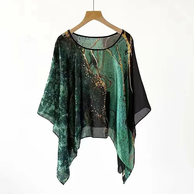 Damen Chiffon Schal Sommer Strand Bikini Sonnenschutz Poncho bedruckt sexy