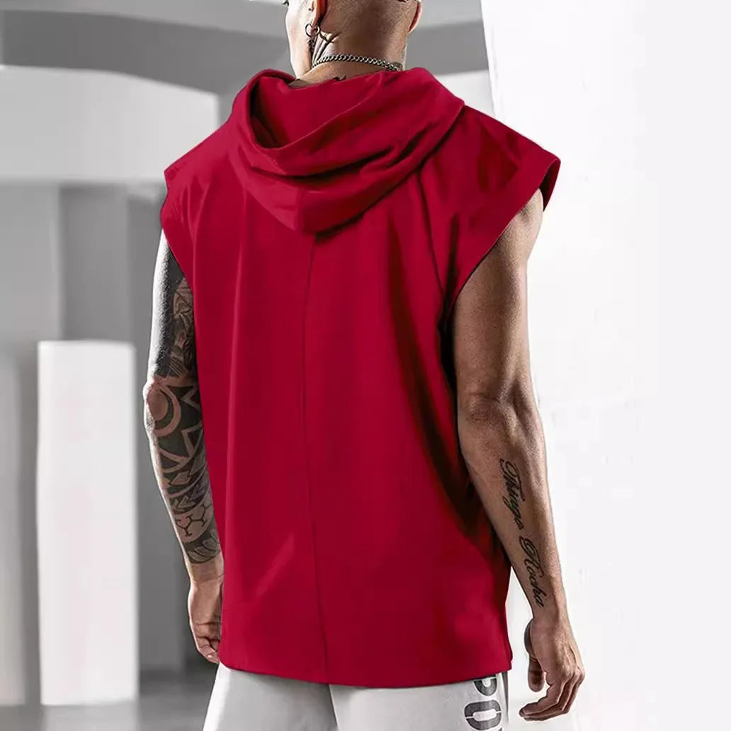 Herren-Fitness-Weste aus Baumwolle mit breiten Trägern und I-Form – ideal für den Sommer.