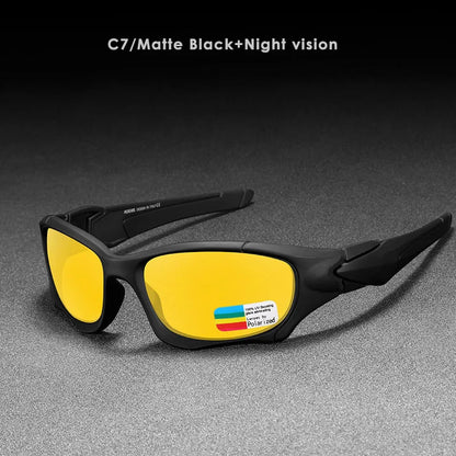 Sonnenbrille Radfahren polarisiert schwarz Krieger-Stil Reißverschlussetui Herren