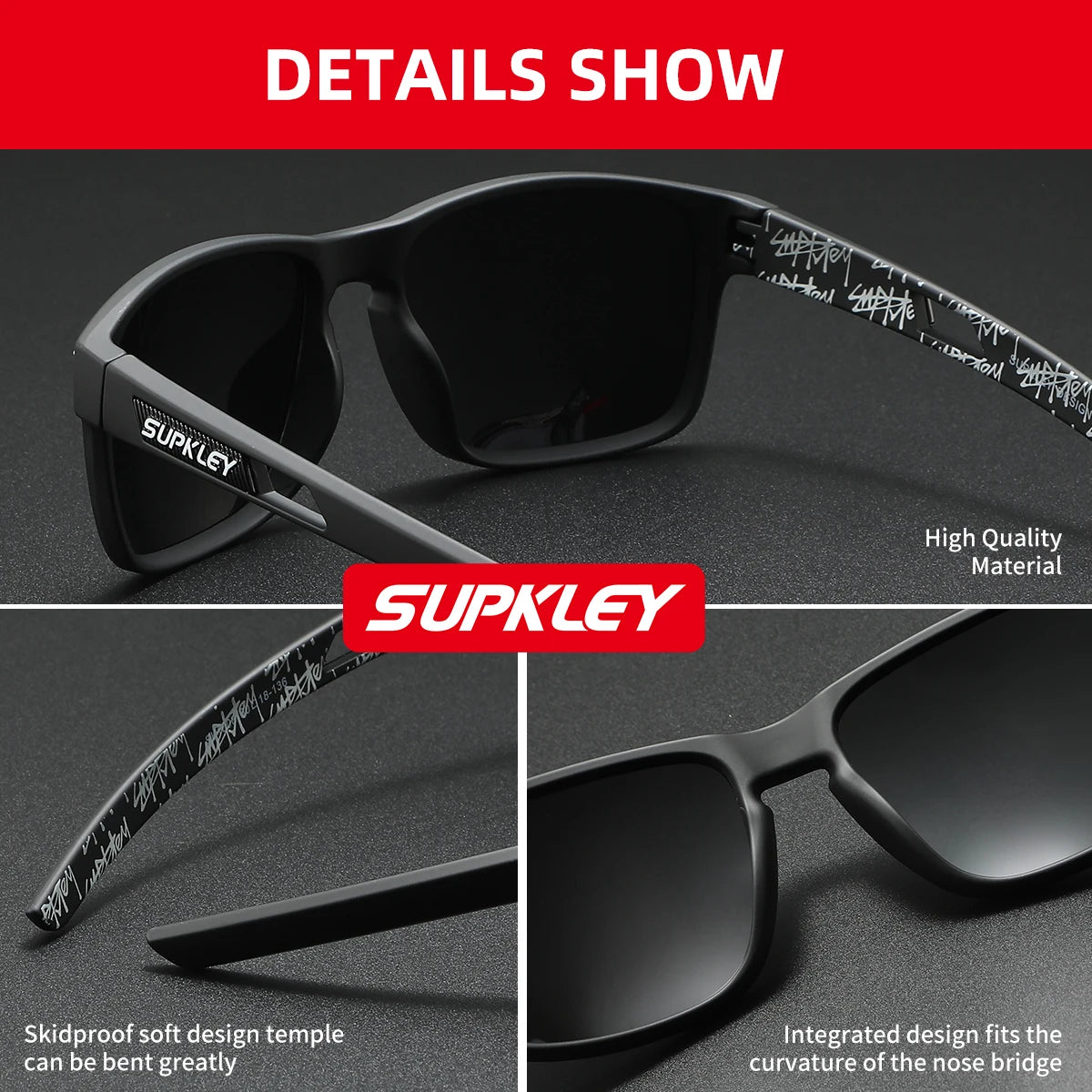 Sonnenbrille Sport quadratisch UV400 polarisiert winddicht Herren