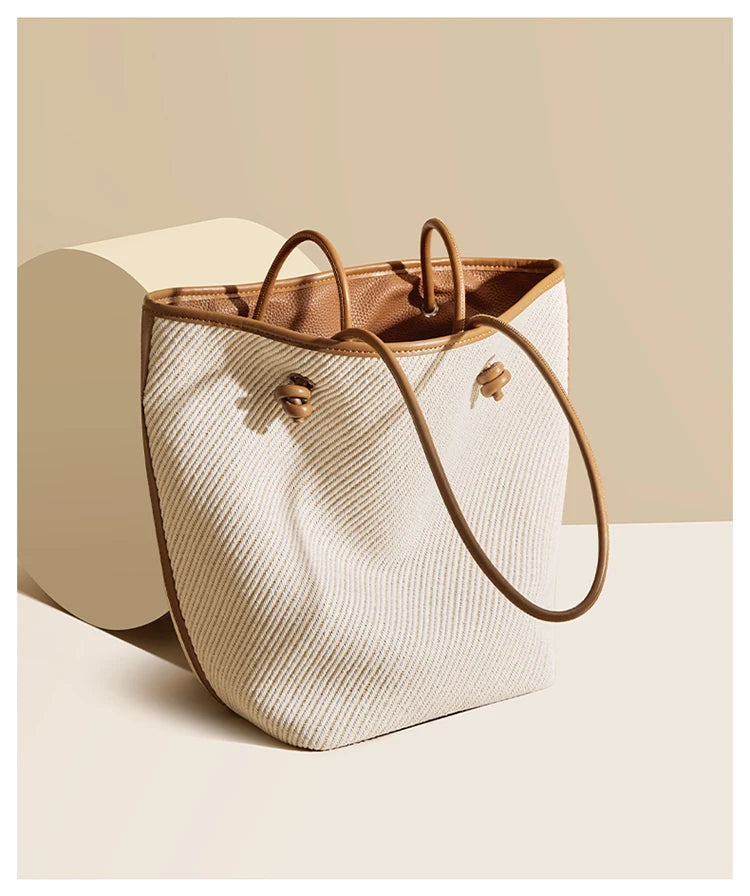 Damen Schultertasche aus Stoff im Bucket-Stil Casual Große Tasche