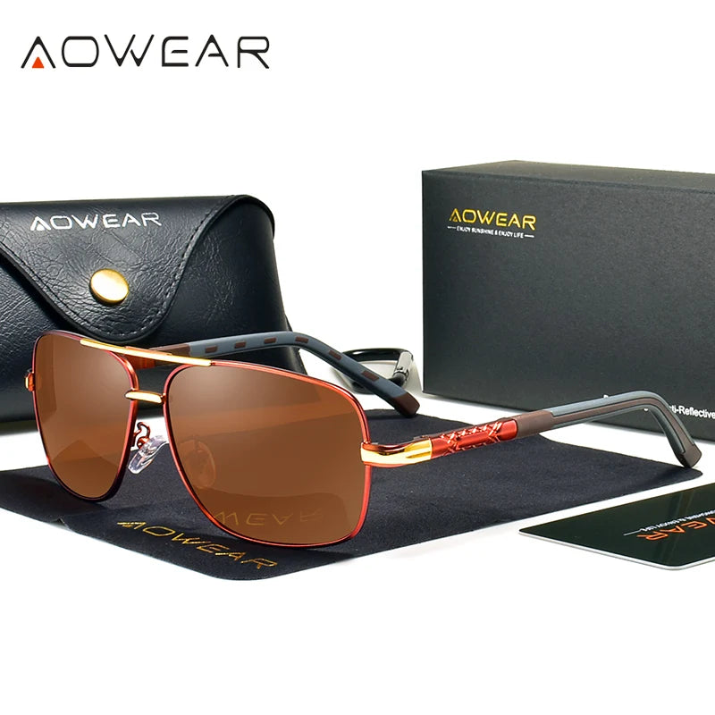 AOWEAR männer Polarisierte Verspiegelte Sonnenbrille für Männer Frauen Luxus Qualität Retro Rechteck UV400 Fahren Sonnenbrille gafas de sol