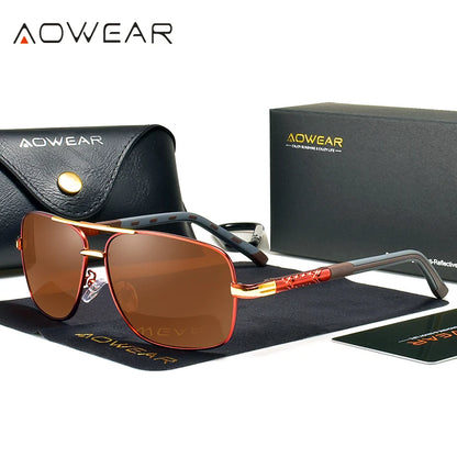 AOWEAR männer Polarisierte Verspiegelte Sonnenbrille für Männer Frauen Luxus Qualität Retro Rechteck UV400 Fahren Sonnenbrille gafas de sol