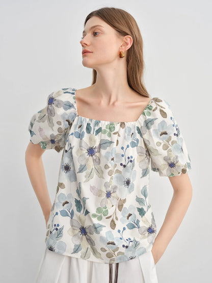 Lässiges Plus-Size Damen T-Shirt mit U-Ausschnitt und Rüschen, gestrickt im Fake-Zweiteiler-Look.