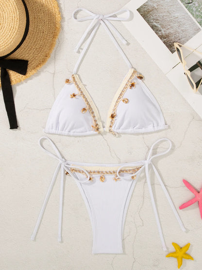 Gestreifter Push-up-Bikini für Damen – Sexy Badeanzug im brasilianischen Stil für Strand und Pool