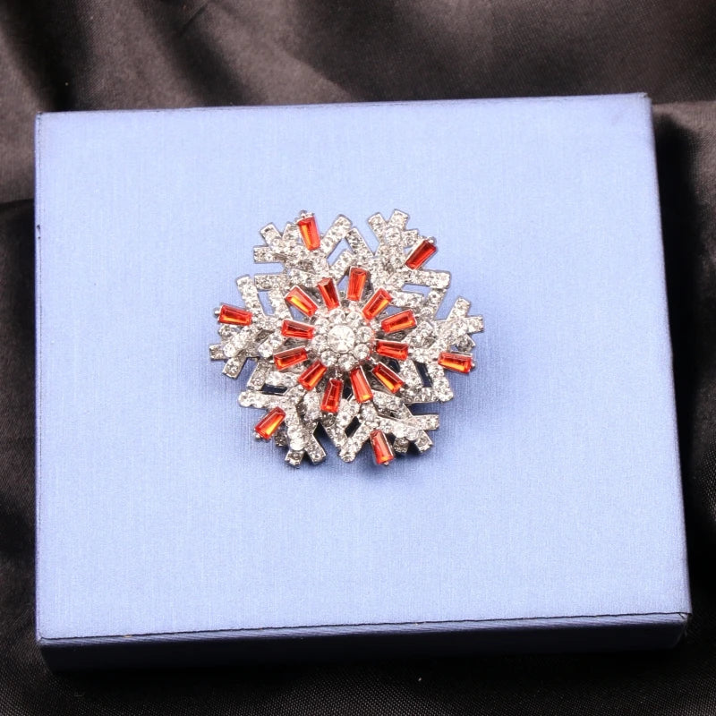 Brosche Schneeflocke Weihnachten Kristall Strass Schalschnalle Unisex