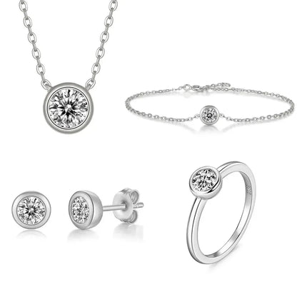Damen-Schmuckset Halskette Ohrringe und Ring mit Moissanit