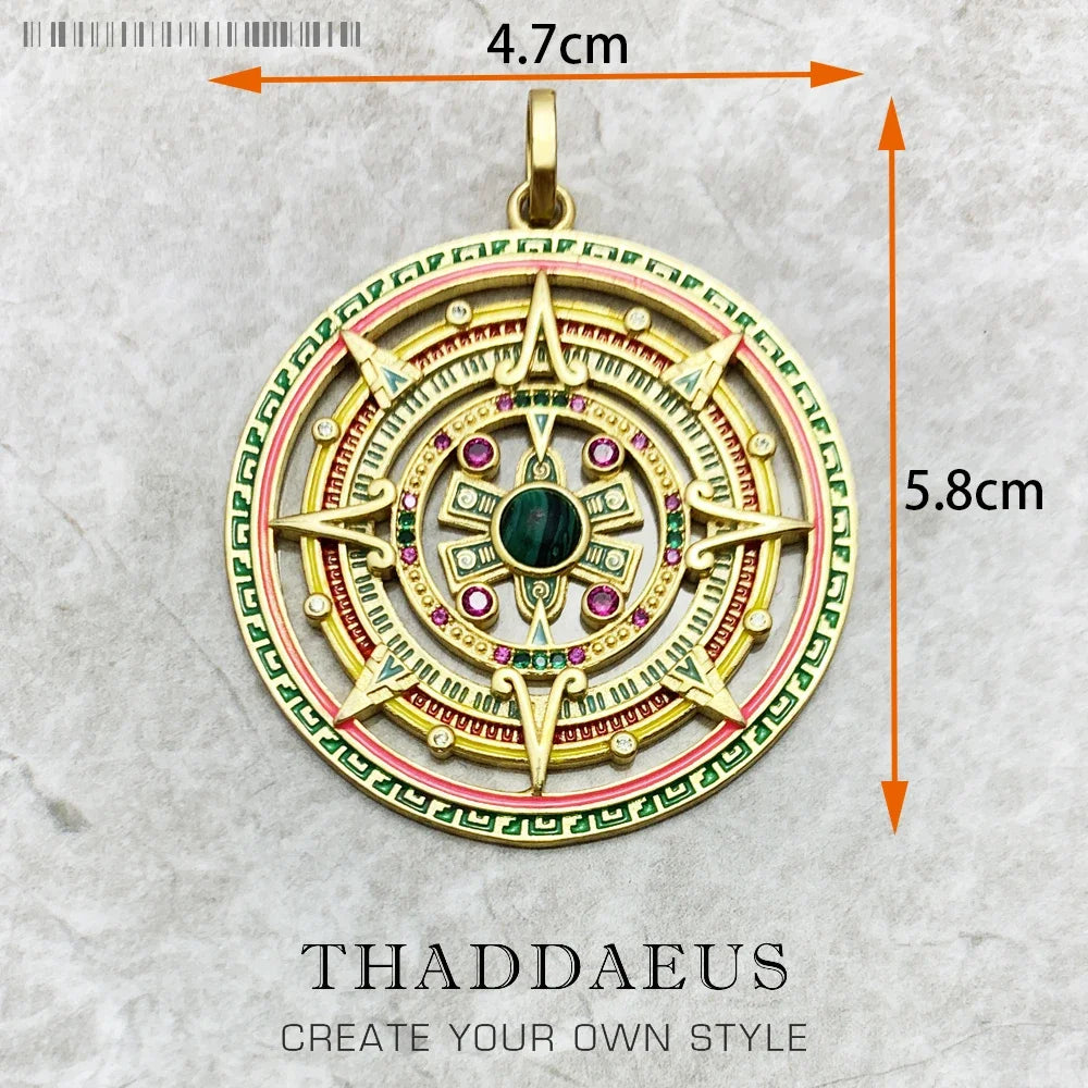 Damen-Charm-Anhänger Azteken Amulett golden magisch aus Sterlingsilber