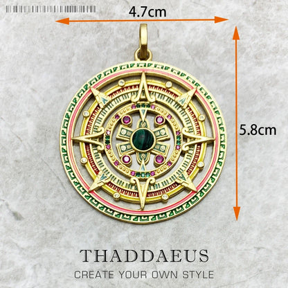 Damen-Charm-Anhänger Azteken Amulett golden magisch aus Sterlingsilber