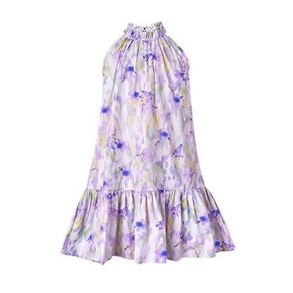 Sommerliches Mädchenkleid aus 100% Baumwolle mit kurzen Ärmeln und Tulpenblumenmuster – niedliche Freizeitkleidung für Kinder von 3 bis 14 Jahren